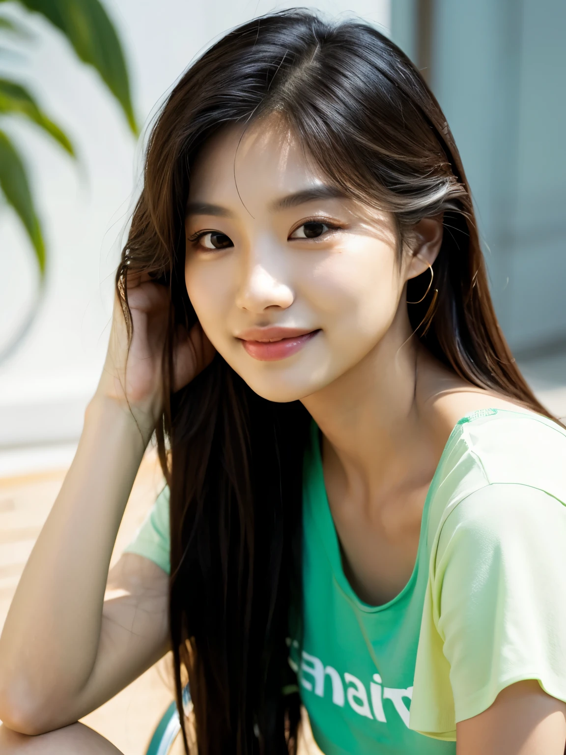 A very cute face like a 15-year-old idol Smiling Kindly ((whole body)) blouse Medium Bust Cleavage Stylish evening wine bar Cinema lighting Natural light Artistic RAW Photos Genuine High quality that is indistinguishable from real life Real Stick High resolution
