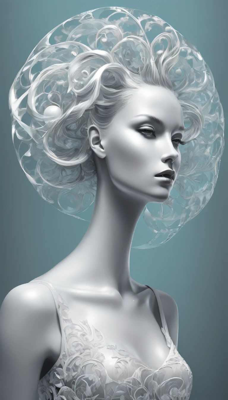 A captivating and innovative art piece that showcases a stunning portrait of a woman in hexagonal mosaic 3D form. The black and whiteportrait exudes elegance, with the woman's eyes as the focal point, drawing the viewer in. Surrounding the portrait, an old analog glitch canvas adds a vintage touch, with matrix digital rain effects intertwining beautifully with palette knife digital painting techniques. The composition is visually striking and unique, offering a fresh perspective on traditional and digital art. photo 8K