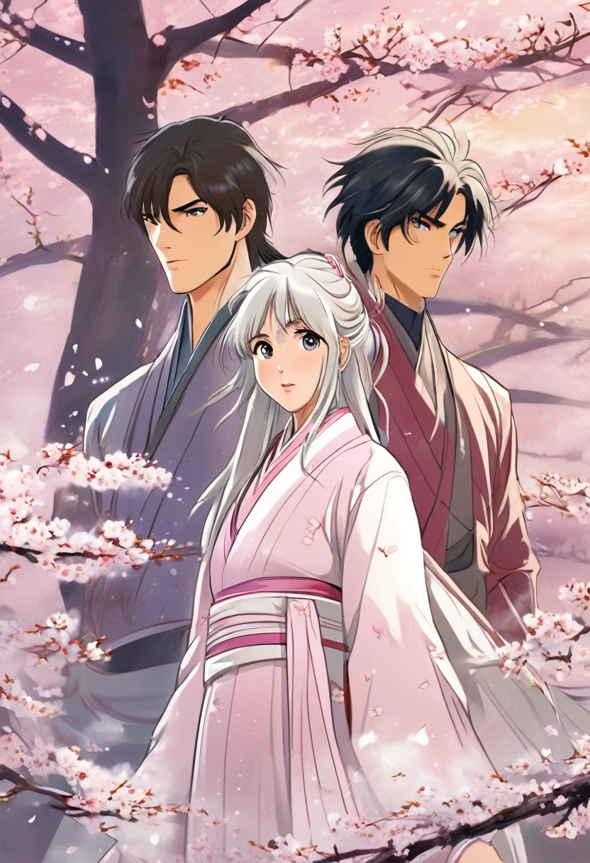 sakura three park , manga style, digital art, by Marshall Arisman, cover illustration, 70mm, 7 0 mm, 70 mm, book cover illustration, by Brigette Barrager, album cover, novel cover art for a book, art concept for a book cover, cover art, 7 feet tall