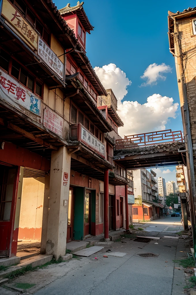 Abandoned Chinese buildings as background material