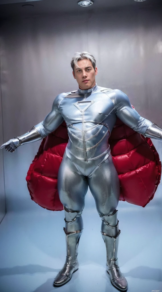 (realistic,hyper-detailed,8k,DC comic superhero,Captain Atom,captainatom),
(silver suit,silversuit),
(red gloves,redgloves),
(red boots,redboots) , 