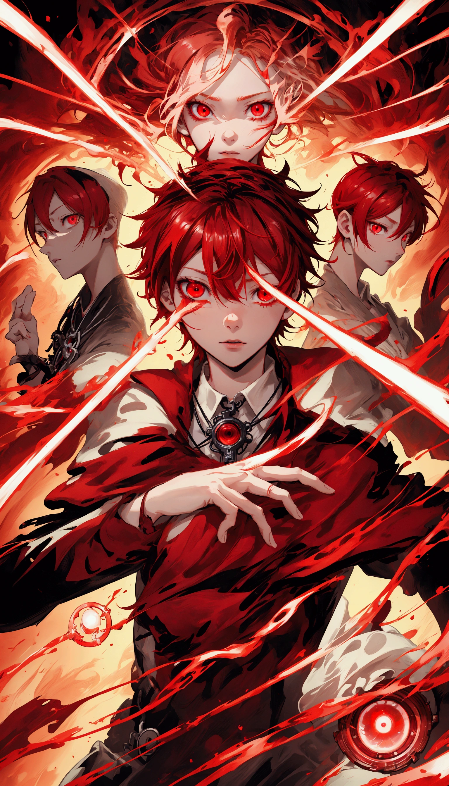 beautiful girl anime character with red eyes and red hair holding a red light, his eyes glowing red, key anime art, his eyes are red and glowing, anime key visual”, with red glowing eyes, detailed key anime art, with glowing red eyes, key visual, anime key art, official anime artwork, luminous red eyes, zerochan art, official anime key visual