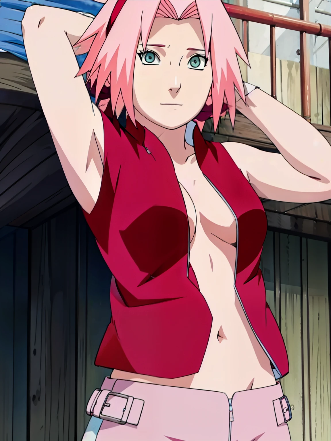 Open shirt showing bra small breasts 