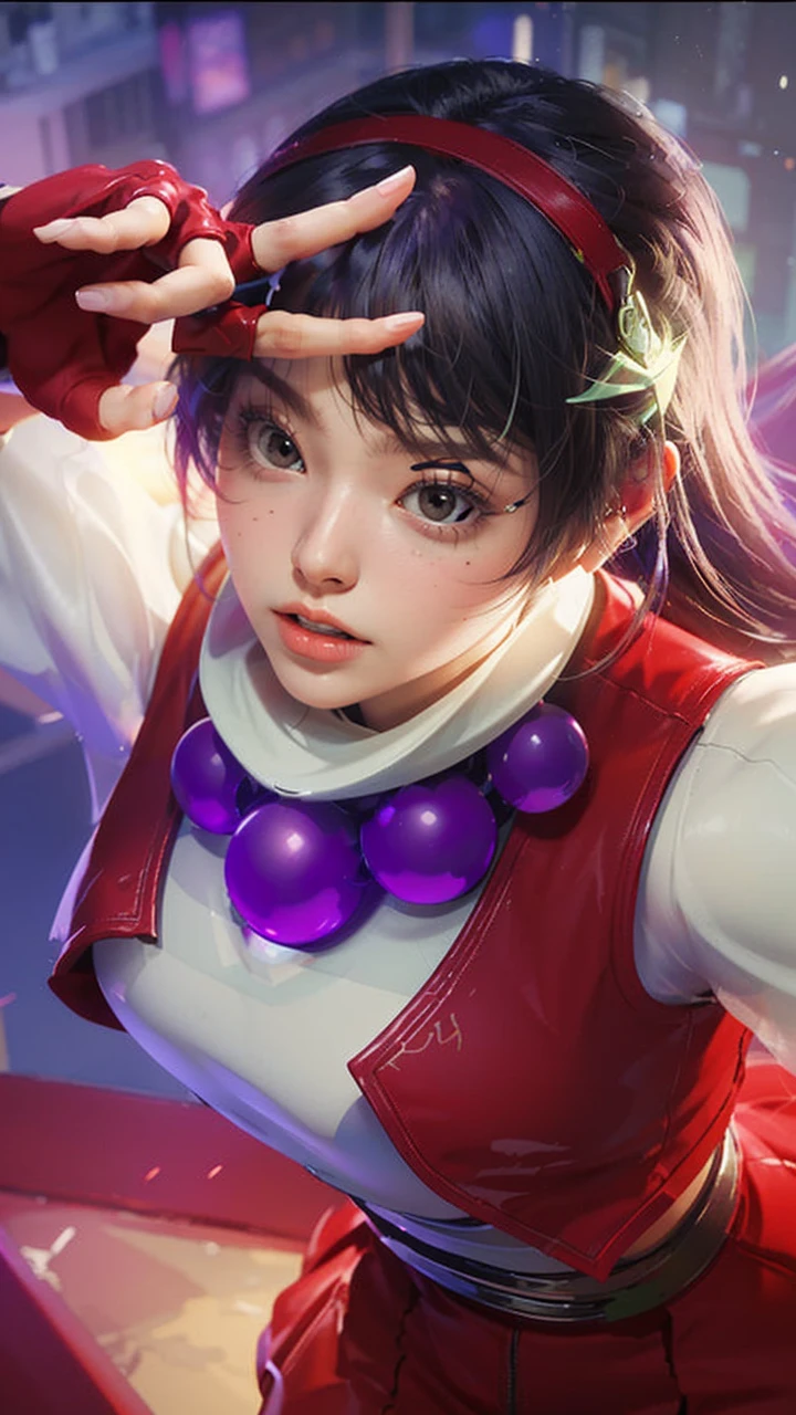 Highest image quality, Excellent details, ultra high resolution, (Reality: 1.4), best illustrations, Offer details, Highly concentrated 1girl, Has a delicate and beautiful face, Dressed in black and green mechs, wearing a mech helmet, holding direction, riding a motorcycle, Background futuristic city high tech lighting scene.