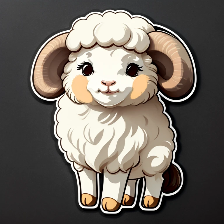 Sticker Style, Anime Style, Sheep, smile, 