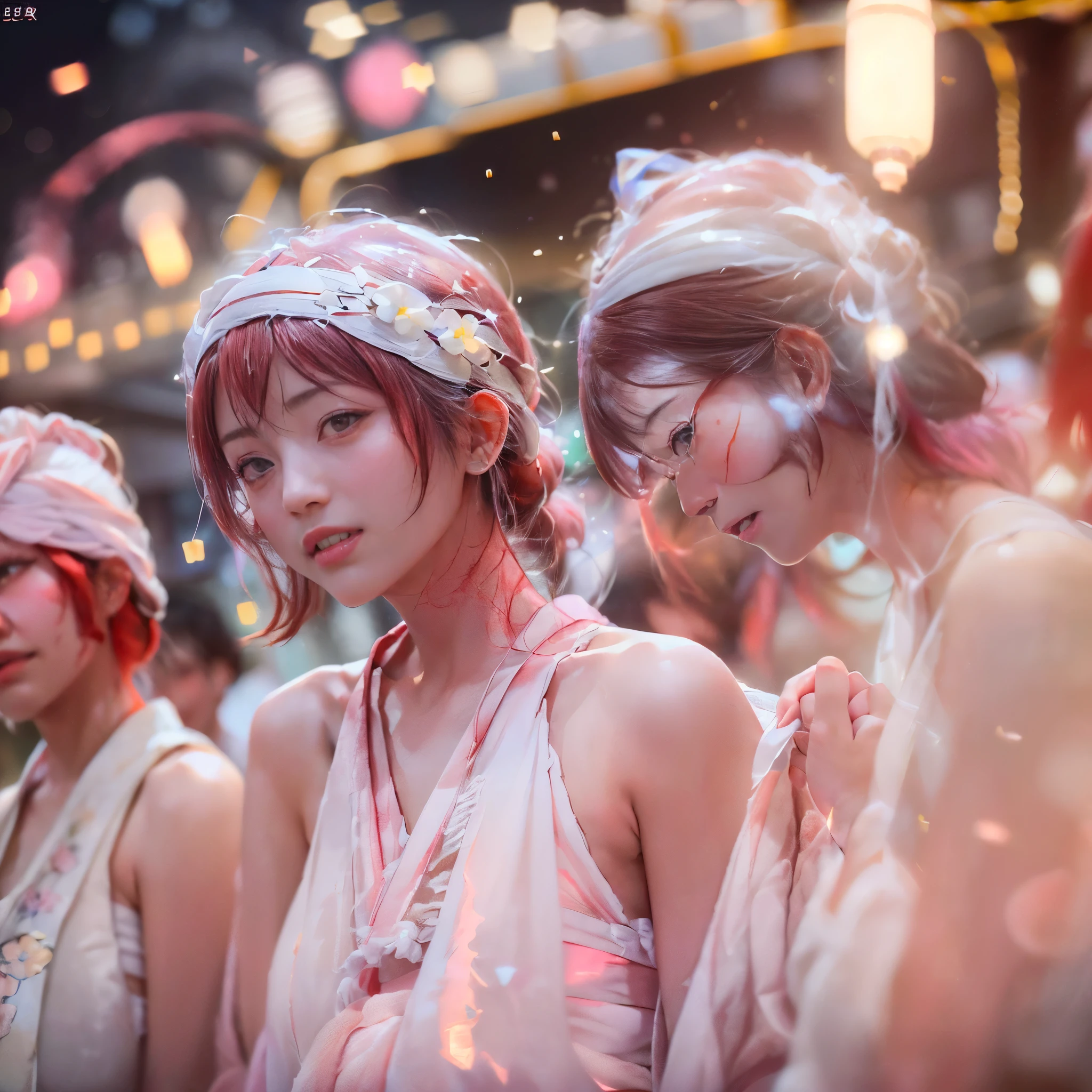 ((bokeH, Acutance:0.85, ultra-detailed:1.35)), (((from below))) . (Twilight:1.4), (((Red-dyed clouds above hed:1.3))), { The Sky takes up more than third of the composition | (many colorful Lights:1.2) | lens flare | Burning | Haze | (luminous Particles) | Mystic sight | God rays | Lightning }, { Underboob | Oiled ivory skin | Systemic:1.2 } . (Masterpiece:1.2) of professional Analog photo with (Hasselblad), (((realistic, photorealistic and Photo-Realistic with touch of rawness:1.37))) . ((( A group photo of KAWAII girls in WHITE Fundoshi, at Hakata Gion Ymakasa Festival ))), ((Extremely detailed KAWAII face variations)) . Assfocus with looking ahead .