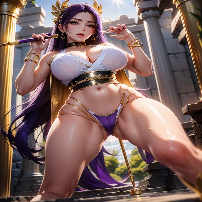 Close-up of a woman in a bikini posing with a sword, Anime Goddess, extremely detailed ArtJam, Enchanting anime girl, Beautiful and attractive anime woman, Japanese Goddess, thick, Beautiful Fantasy Empress, ig model | ArtJam, Irelia from League of Legends, Trending on cgstation, ArtStation Masterpiece, ((Beautiful Fantasy Empress))