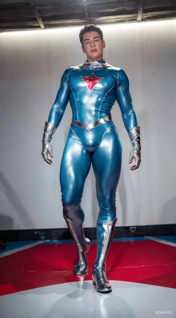 (realistic,hyper-detailed,8k,DC comic superhero,Captain Atom,captainatom),
(silver suit,silversuit),
(red gloves,redgloves),
(red boots,redboots) , 
