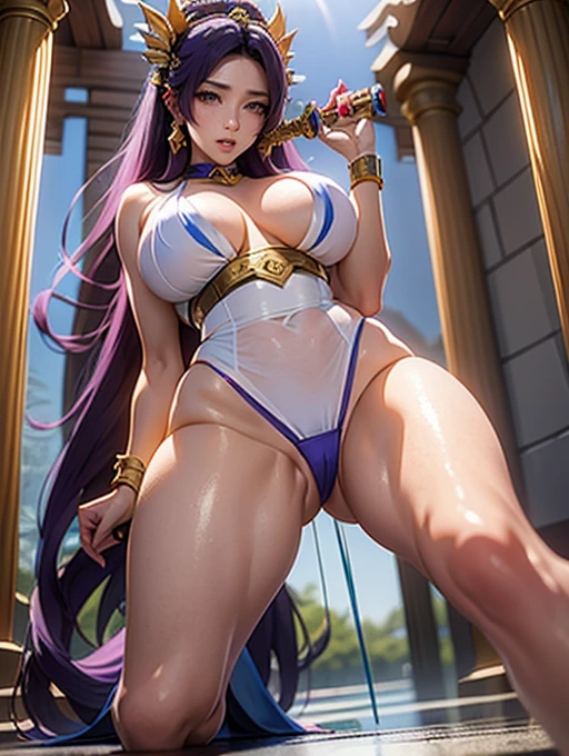 Perfect face, Japanese Goddess, 20-year-old,(((Erotic expressions)))Close-up of a woman in a bikini posing with a sword, Anime Goddess, extremely detailed ArtJam, Enchanting anime girl, Beautiful and attractive anime woman, Japanese Goddess, thick, Beautiful Fantasy Empress, ig model | ArtJam, Irelia from League of Legends, Trending on cgstation, ArtStation Masterpiece, ((Beautiful Fantasy Empress))Pointed nipples,Wet crotch,The genitals are wet,,