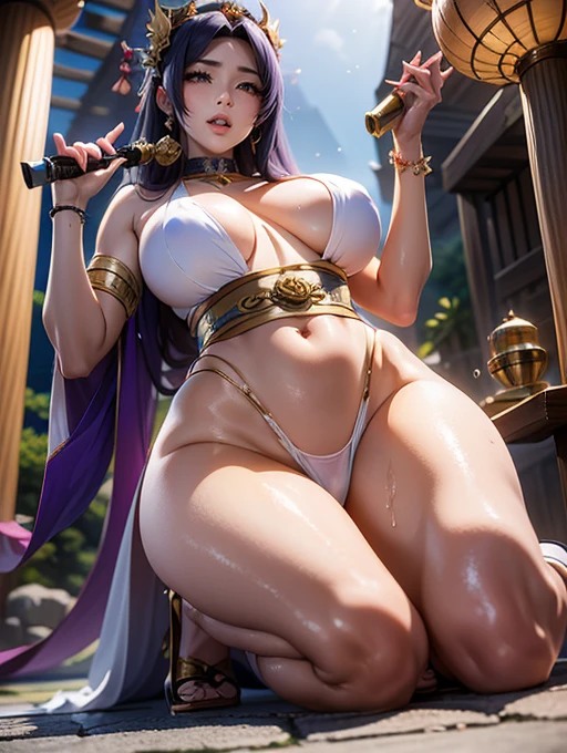 Perfect face, Japanese Goddess, 20-year-old，(((Erotic expressions)))Close-up of a woman in a bikini posing with a sword, Anime Goddess, extremely detailed ArtJam, Enchanting anime girl, Beautiful and attractive anime woman, Japanese Goddess, thick, Beautiful Fantasy Empress, ig model | ArtJam, Irelia from League of Legends, Trending on cgstation, ArtStation Masterpiece, ((Beautiful Fantasy Empress))Pointed nipples,Wet crotch,The genitals are wet,,
