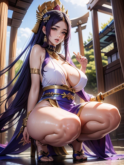 Perfect face, Japanese Goddess, 20-year-old，(((Erotic expressions)))Close-up of a woman in a bikini posing with a sword, Anime Goddess, extremely detailed ArtJam, Enchanting anime girl, Beautiful and attractive anime woman, Japanese Goddess, thick, Beautiful Fantasy Empress, ig model | ArtJam, Irelia from League of Legends, Trending on cgstation, ArtStation Masterpiece, ((Beautiful Fantasy Empress))Pointed nipples,Wet crotch,The genitals are wet,,
