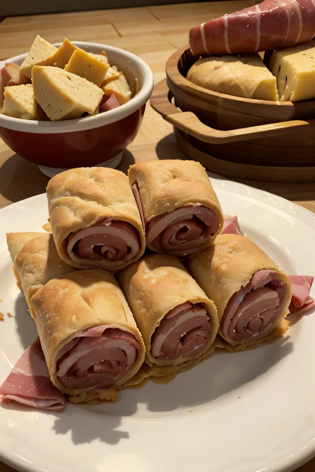 that taste like rolled trotillas stuffed with cheese and ham, that these are divided into 6 units