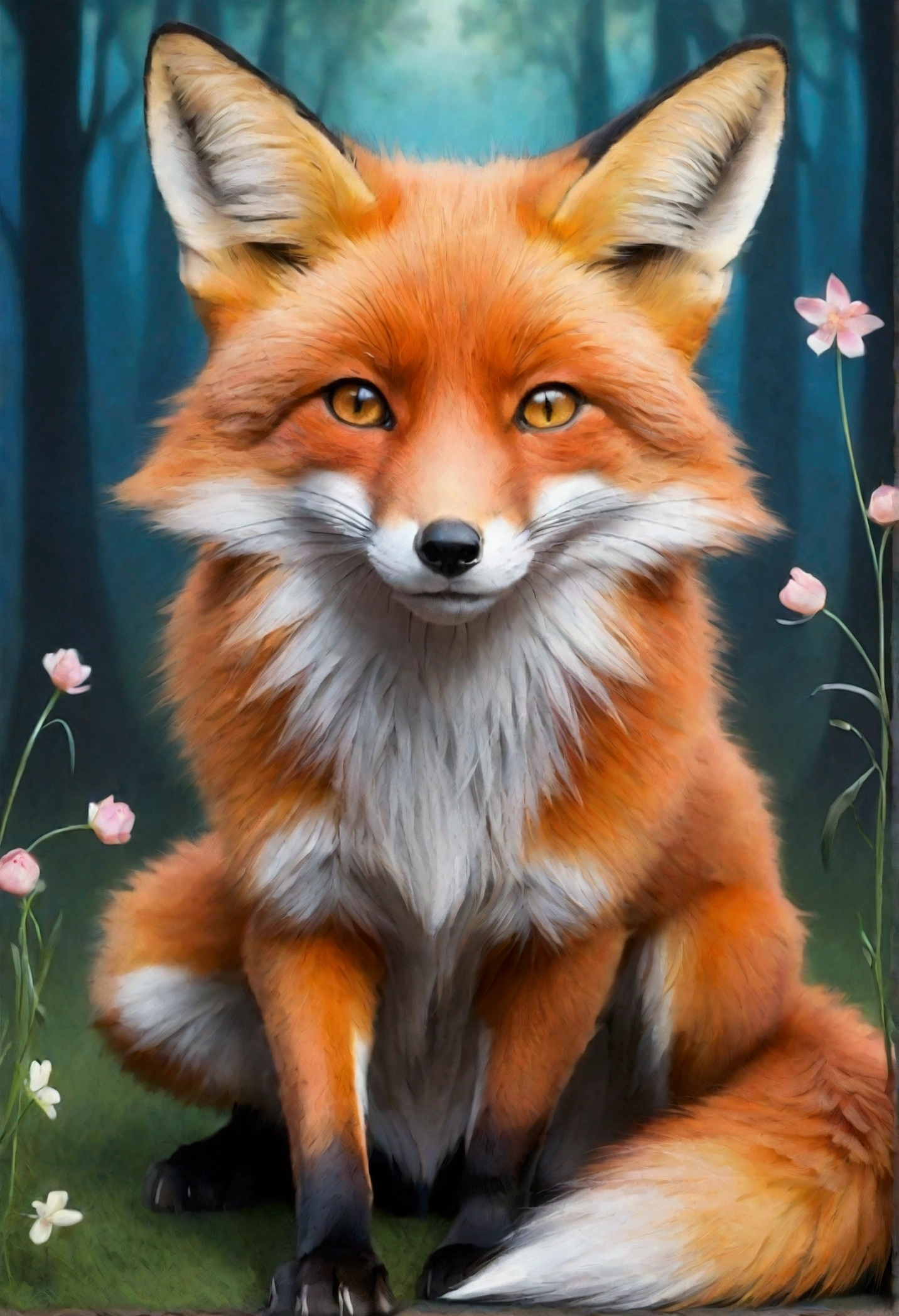 In the realm of a vibrant and whimsical anime world, Behold the mesmerizing spectacle of foxes, Reminiscent of adorable characters adorning animated landscapes. With wide, Expressive eyes, Glitter with mischievous sparkles, The fox stares directly at the viewer, Capture their hearts in an instant.

This anime fox is、Has a fun blend of anthropomorphic features and soft, Furry aesthetics. The contours of its face reflect that of humans, Adds a touch of adorable charm. Its cheeks are decorated with rosy shades, Gives a gentle warmth to the overall look.

This anime-style rendering of the fox is、It depicts exquisite attention to detail. Fines, The delicate lines exude a sense of dynamism and individuality, Invite viewers to delve into this fascinating world. The vibrant colors used to express its rich fur are、It ranges from a bright orange hue that fades to a creamy white at the tip of the fluffy tail.

The joy of this fox's expression is contagious, A subtle smile dances on its lips. It invites a sense of playfulness and curiosity, It entices viewers to explore the depths of its whimsical world.

This amazing artwork is、It gracefully blends the charm and innocence of anime-style illustrations with the seductive nature of the fox. It captures the essence of loveliness with exhilarating bursts of color and the spirit of animation, It transports the viewer to a realm where fantasy and reality converge in a harmonious dance