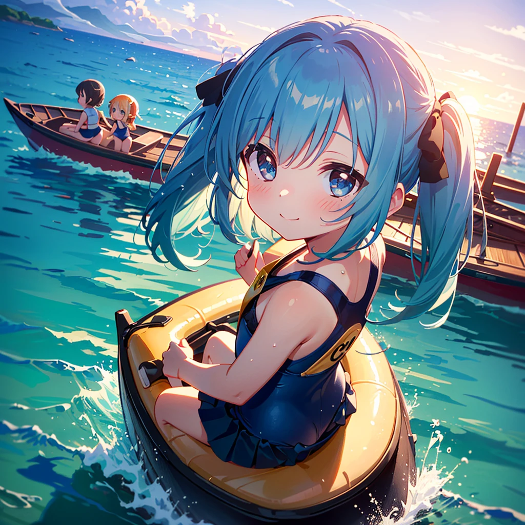 Photo realistic, short bang, floating hair, (cute), big eyes, detailed eyes, shiny eyes, clear eyes,
(Polite Smile),
Remembering a super cute moment, depth of field, 8k, 16k,
young, baby face, half-closed eyes, full-face blush,
chibi: 1.5 1 girl, big eyes, detailed eyes,
(Magnificent Panorama View: 1.3),
(masterpiece), (best quality: 1.5),
immature, , little kids,
Child girl,
(low: 1.3) twintails),
wearing tights,
red ribbon,
(blue pleated skirt),
, flat chest, kawaii, skinny, outdoors, bokeh, beautiful detailed extremely illustration,
(((a lot chibis))), (multiple chibis),
Mysterious lights, artifact,
best quality, ultra detailed 8k cg render, masterpiece, high resolution, extremely detailed,
A beautiful dreamy object,
My Soul Shouts Do Your Best,
funny, amusing, tasty, juicy, spicy,
pastel, yellow light, light particles, bokeh effects, soft light,
nendoroid, chibi, osakeDos,
(million+girls: 1.2), (group shot: 1.2), extremely
composition,
Smiling, from behind,
(Daily Life),
backlighting,
(from above, looking at camera),
super fine illustration, best quality, extremely detailed, full body,
(masterpiece), (best quality: 1.5), (insanely detailed),
Super fine concept art, extremely detailed, hard surface,
best quality,
science fiction,
(original character),
(((swimsuit))), ((multiple)),
(cute swimsuit:1.5),
(((the sea))),
(life vest, marine sports),
(banana boat, jet ski, sea),
(((Don't stop the love))),
(((girls))),
(day),