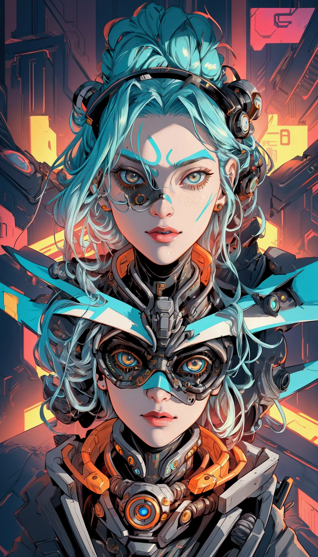 a close up of a girl with a futuristic suit, typical cryptocurrency nerd, cyberpunk girl symmetry!! portrait of cyborg, girl cyborg merchant, cyborg portrait, cryptopunk, portrait of cyborg, satoshi, cybersyn, old cyborg merchant, of an cyber gods, portrait of a cyborg, god king of ai art, cybernetic wallpaper