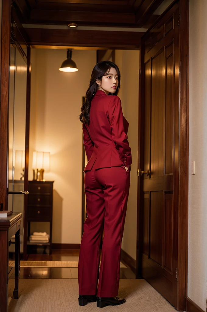nsfw、 high quality、Korean Beauty、tall、pants suit、Big Ass