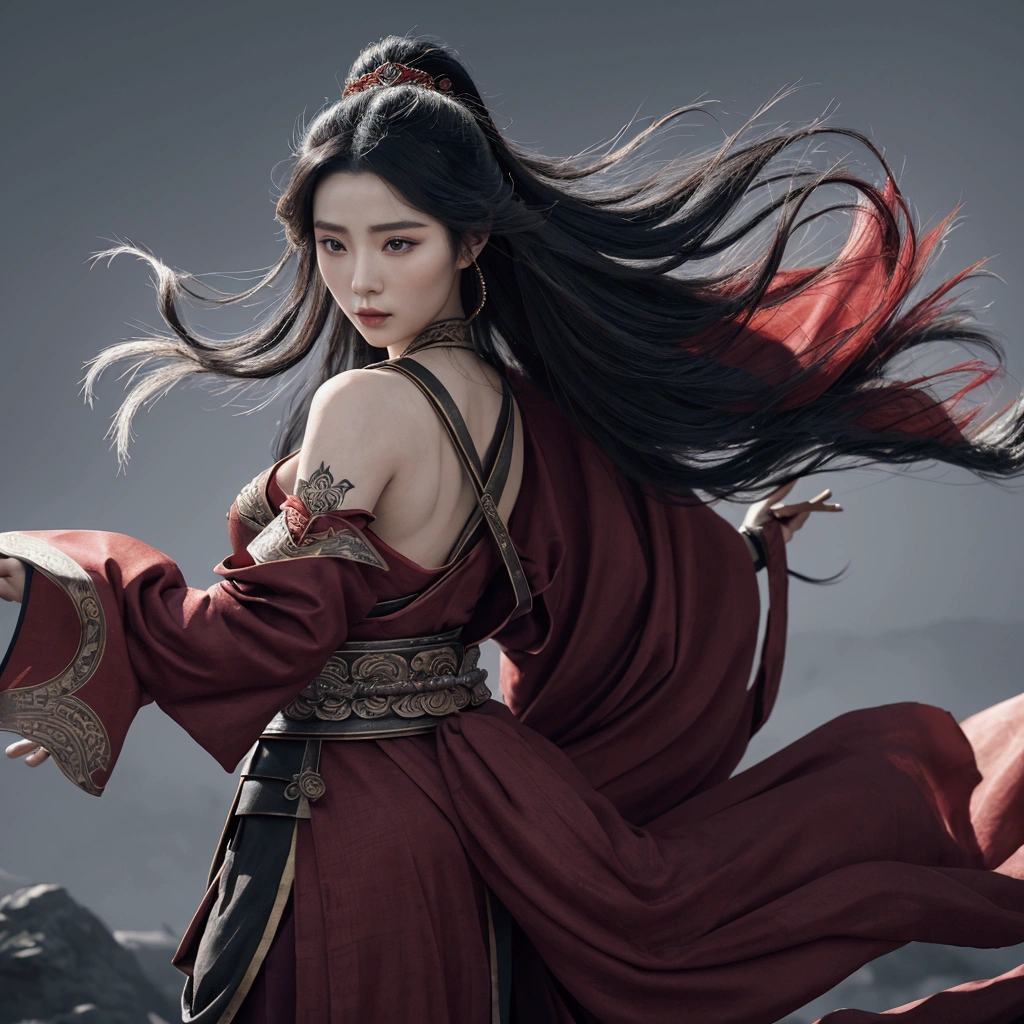 Beautiful Chinese woman with long straight hair wearing white gloves and a blue-purple cheongsam against a street background, photorealistic, in the style of high-definition photography, with a perfect figure body shape, showing beautiful face details, in high definition, high resolution, high detail, high quality --ar 1:2 --stylize 750