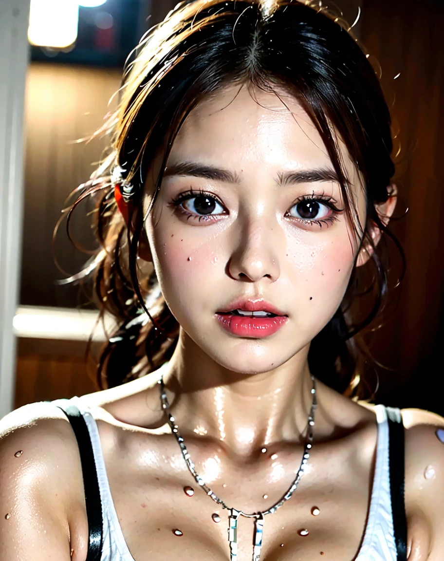 Uruchan-6500-v1.1, (RAW Photos:1.2), (Photorealistic), Beautiful detailed girl, Very detailed目と顔, Beautiful and beautiful eyes, Large file size, High resolution, Very detailed, Highest quality, [masterpiece:1.6], Awareness-raising, Very detailed, CG, finely, Highest quality, 8k wallpaper, Cinema Lighting, 1 girl, 22 years old, Perfect figure, Large and firm breasts、【Moderate】、Cute droopy eyes、Beautiful big eyes、Sweaty and wet、【sexual excitement:1.6】、(My whole body is wet:1.2)、There'The light in my eyes、short hair、Female college student、(T-Shirts、Shorts:1.3)、Pool、Dynamic pose、Huge Rim Figure