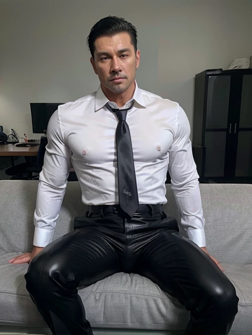 26 years old,daddy,"shiny suit",wear white shirt, very glossy pants, necktie, shiny satin trousers,dark gray satin fabric ,Dad sit down on the sofa, k hd,in the office,"big muscle" ,black hair,asia face,masculine,strong man,the boss is,handsome,,leather gloves,lecherous dad,look straight ahead,dad is handsome,dad is handsome, dad is "horny daddy",asian,sperm,,black pants, masculine hairstyle