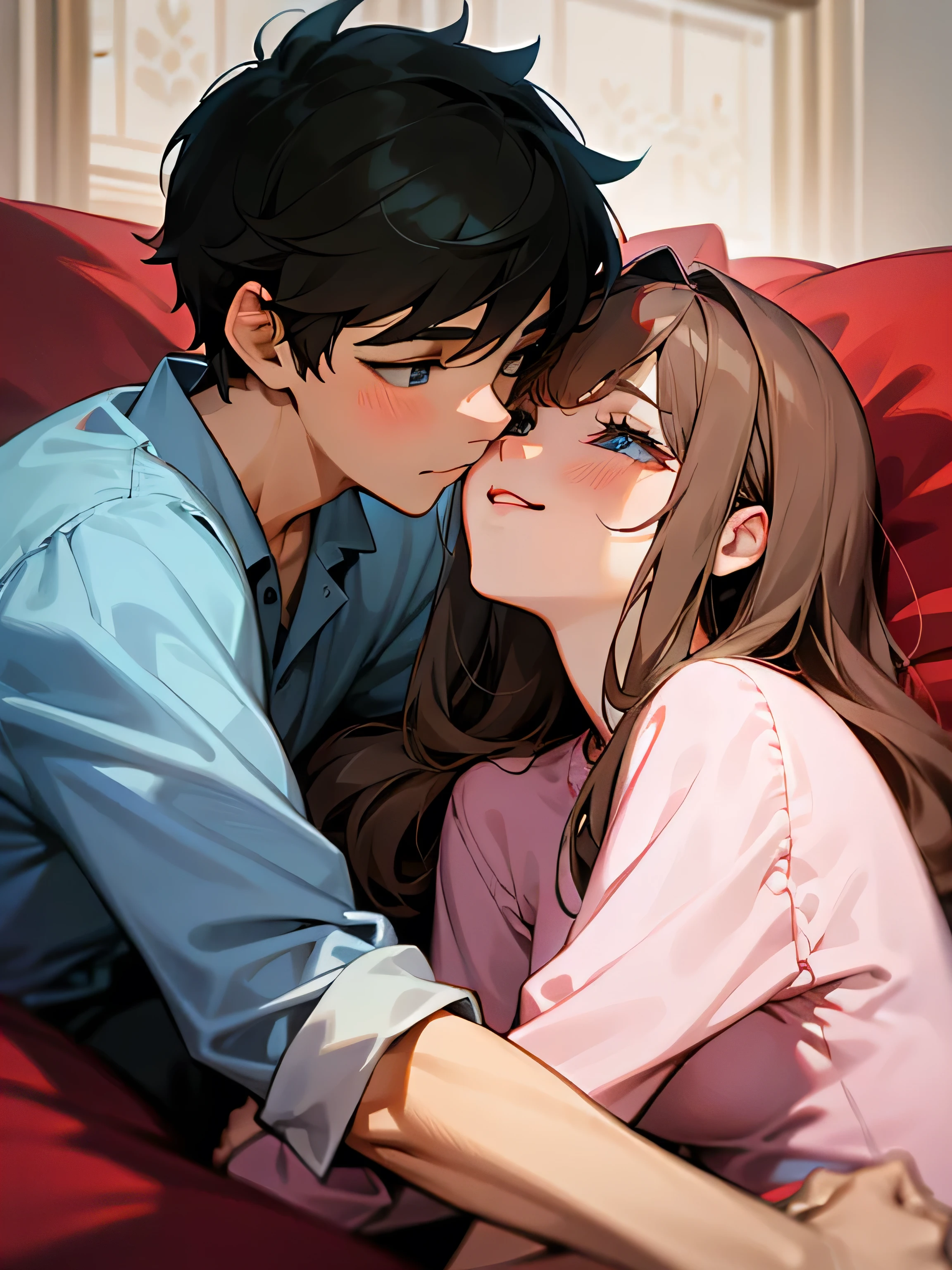 boy and girl hugging