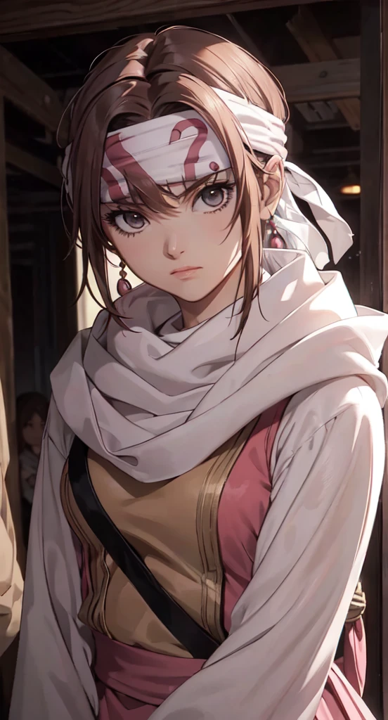 (Misaka Mikoto) masterpiece), best quality, high resolution 1girl bob cut medium hair standing alone cowl headband profile image looking at viewer beautiful eyes beautiful face extremely detailed pink clothing girly