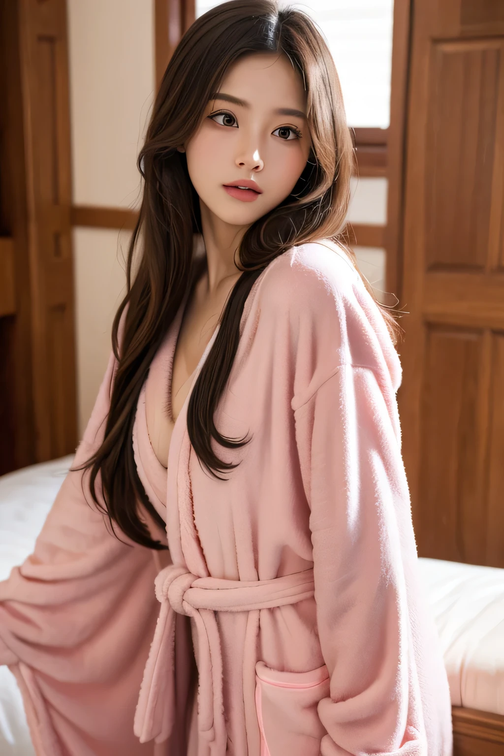 Ultra-high resolution,masterpiece,best quality,Girl in pink robe,Face Focus,Super cute,Smart