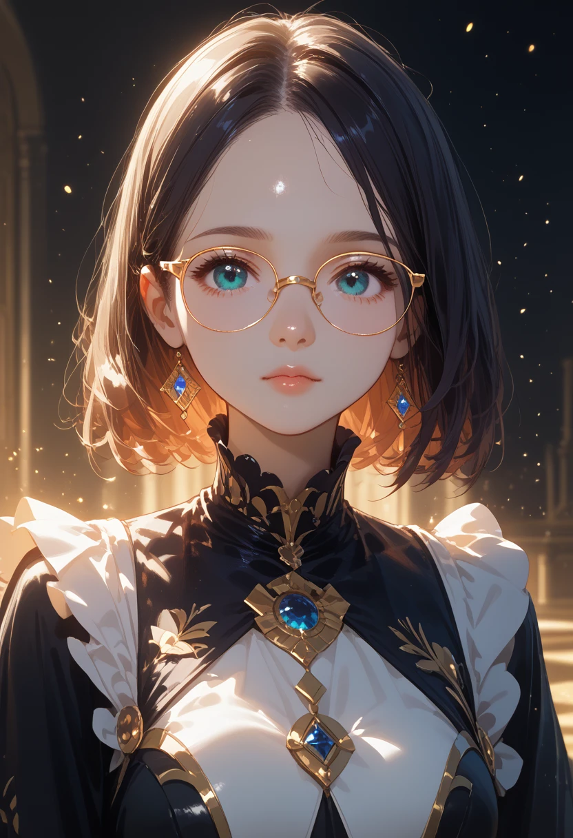 Young woman,Floats on a book,Mathematical Formulas,one pair of glasses,HD lighting and darkness )(Epic image quality)dark atmosphere with bright light particles(Lots of effects in the background,Background formula.emptiness,black hole,score_9,score_8_up,score_7_up,Shine,Clear drawing of details,Maxim of Details,Dark Concept,Thinks,Dreams,masterpiece,Dressed in Light Cute Clothes,Attractive,ultra detail,a mystic,Image of the Goddess of Thought