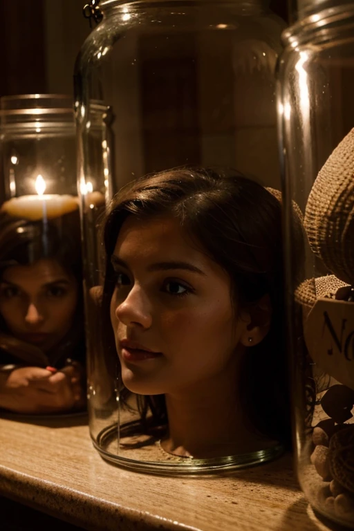 Some women' heads stored inside glass jars, sexy, beautiful women (high quality) (realistic)