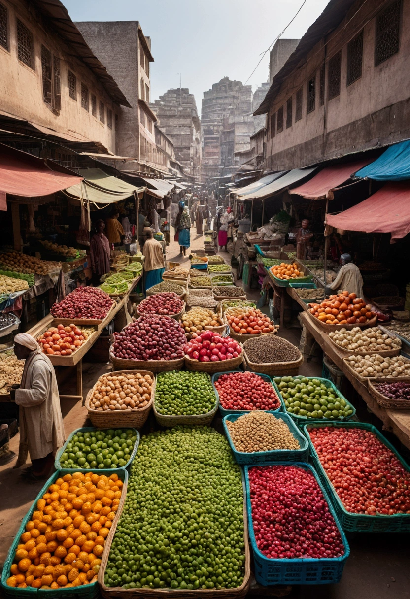 Picture of a market with no human inhabitants