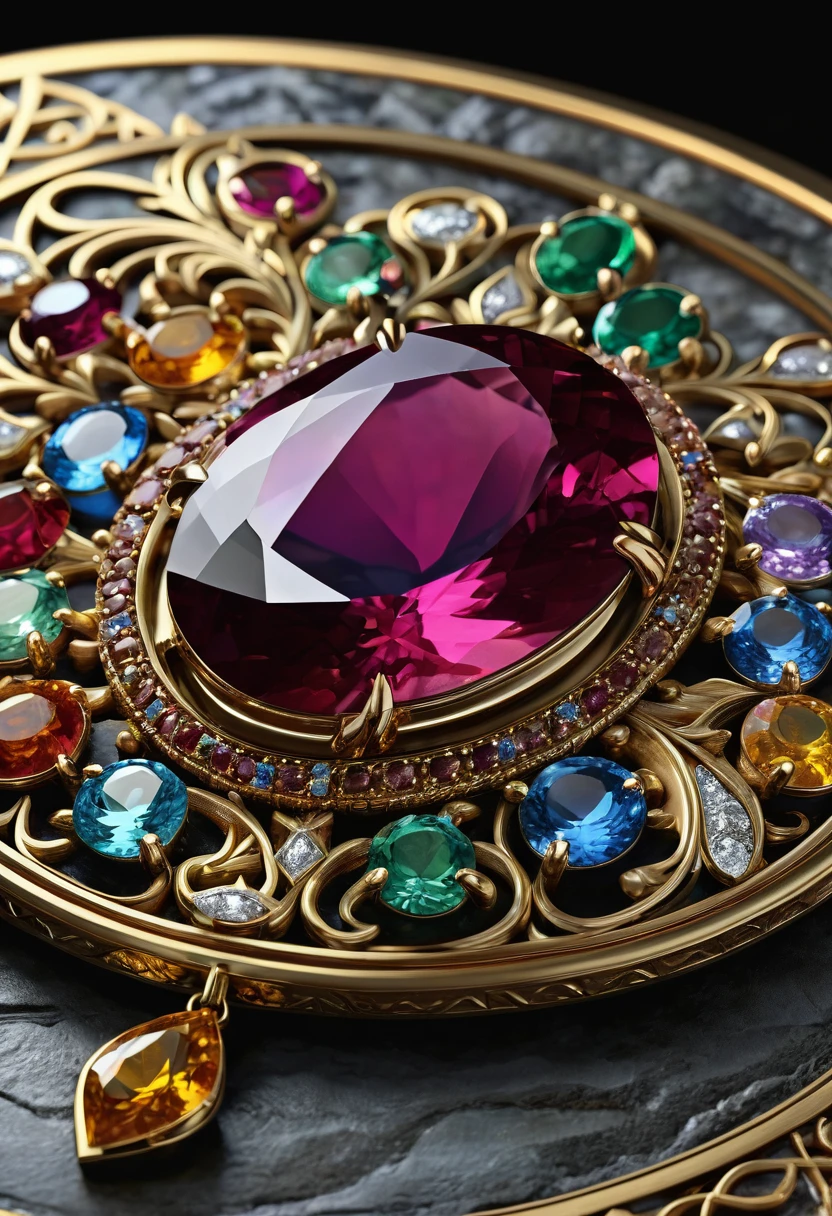 The birthstone gemstones for January through December are placed on a table in order of the ancient Jewish tribes Reuben through Benjamin. The jewels reflect the light beautifully.、(HI detailed skin, (foreshortening, Canon, 8k, anatomically correct, super detail, high details, highness))