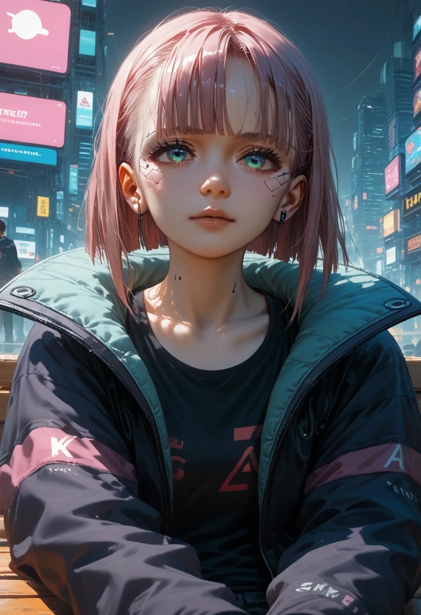 anime characters sitting on a bench with their laptops in front of a fire,cyberpunk anime art, anime style 4k, digital cyberpunk - anime art, cool anime 8k, anime cyberpunk art, Anime Art Wallpaper 4k, anime art wallpaper 4k,cyberpunk anime art, Cyber Style,modern anime style, girls in front style,Shine,Ultra quality and clear detail of the whole picture,bright colors,Full detailing and rendering