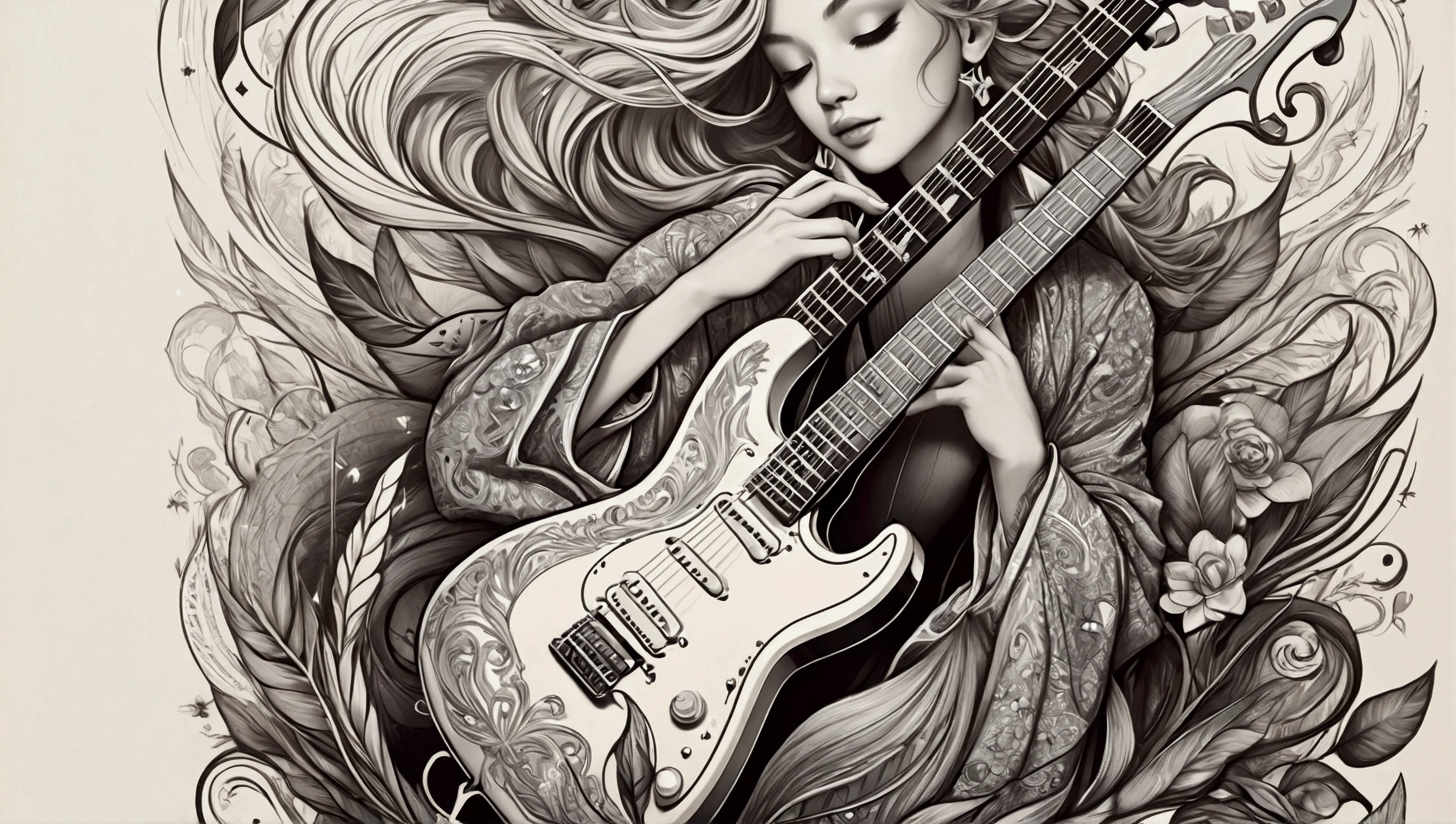<lora:papercut:1> a Papercut picture of a beautiful woman with long blonde hair, playing an electric guitar, high quality, extremely detailed,