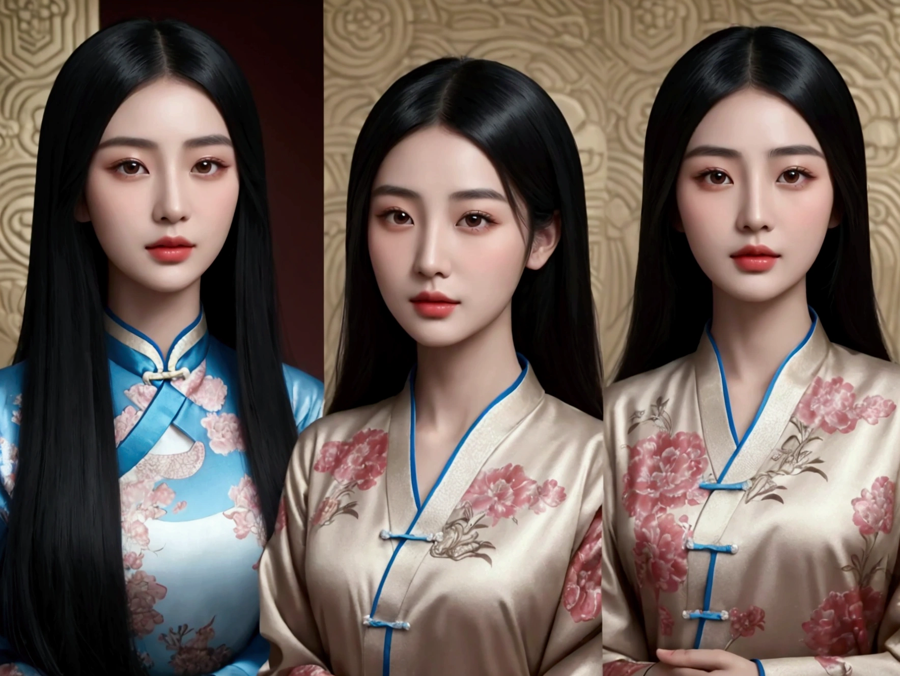 beautiful chinese girl, in the style of aykut aydogdu, charming characters, portraitures with hidden meanings, 32k uhd, depictions of aristocracy, serene faces, holotone printing --ar 73:117 --stylize 750 --v 6