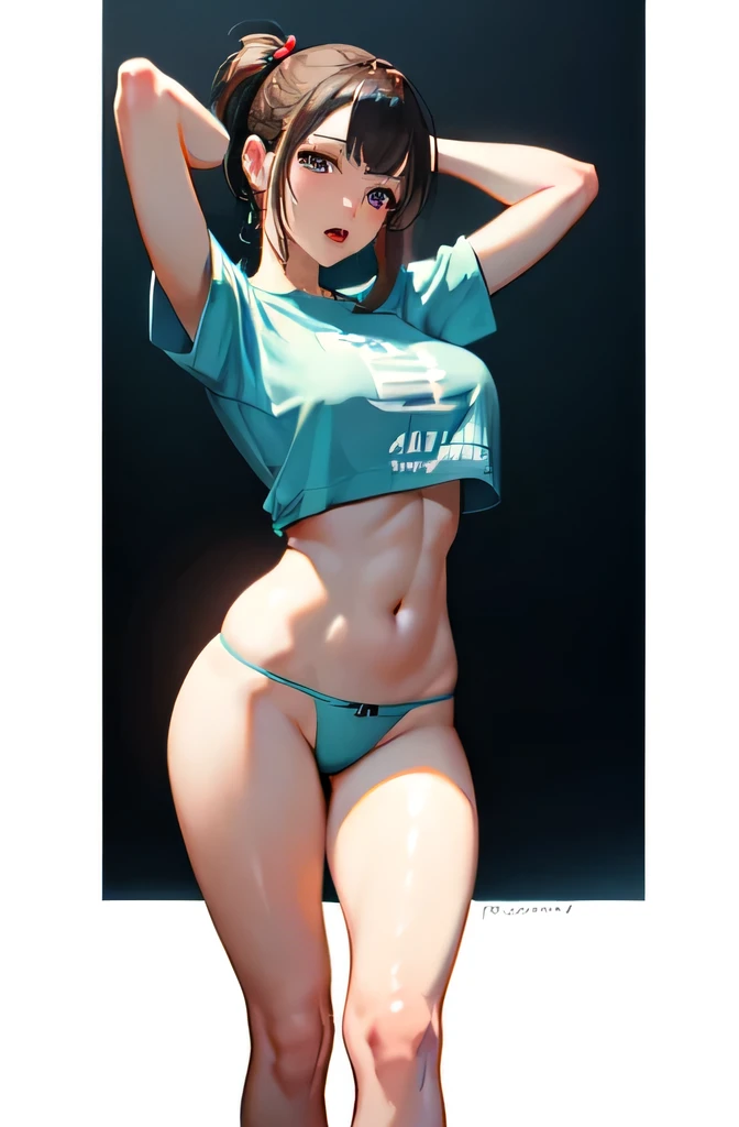 ((best quality)), ((masterpiece)), (detailed), 1girl, sexy, shirt lift,buruma,