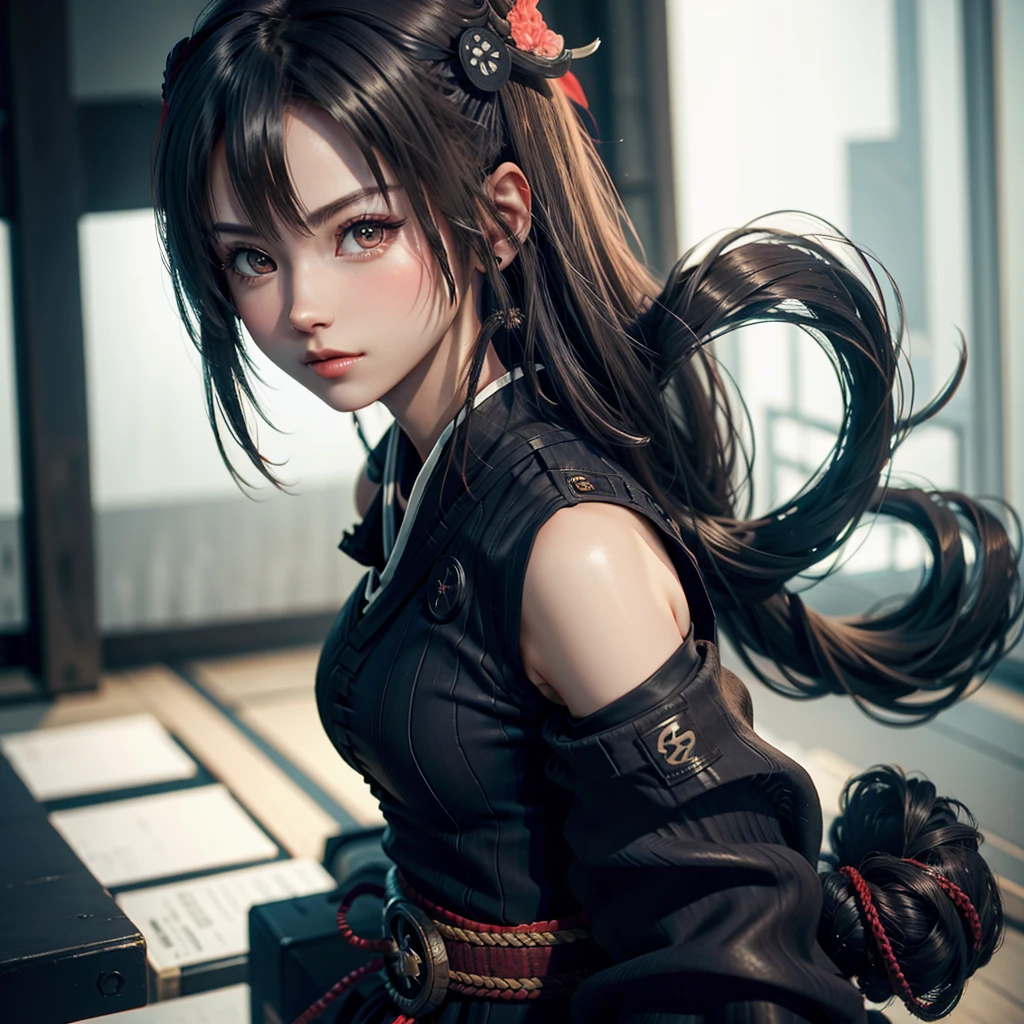 A sigma girl in samurai costume 