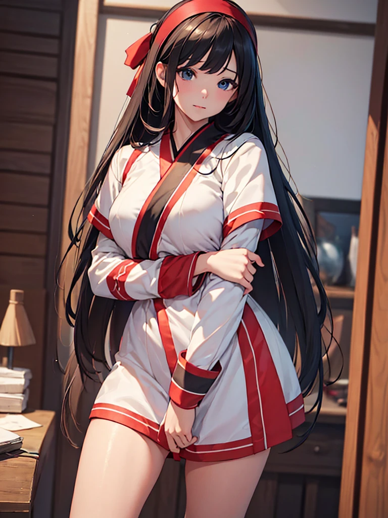 (masterpiece、top-quality、hight resolution、Unity 8k、extremely details CG:1,Best Picture), Come on, fuck me quickly. The woman told me to do it. Go ahead and do it. hairband, red ribbon, nsfw