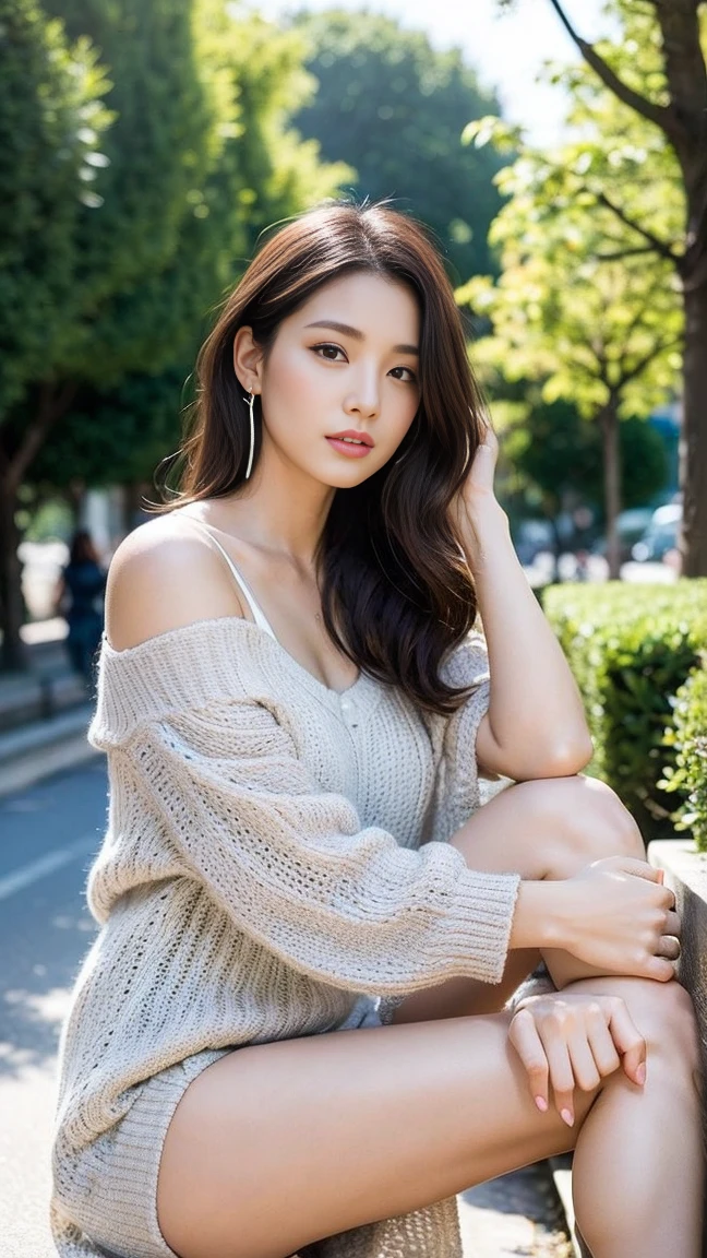 dark brown hair、Light brown eyes、Japanese actress、I am about 40 years old...、(My NTR More about my category:1.2)、(top-qual私ty:1.4)、 (Ultra-high resolution:1.2)、Ultra-high resolution、(Private Detective Data)、(Detailed facial features)、Hmph、8K resolut私on、D cup breasts、Long Hair、Obscene pose、Beautiful legs、Please open your mouth a little、Please lift your chin up a little、Light of the sun、A fashionable street in Paris、In front of the cafe、2Book legs、2Book Hand、Beautiful legs、Expressions of weakness、Posing with a sense of vulnerability、Shooting from an angle、ゆったりとしたone piece、Chanel one piece、Chanelの衣装、Fashion Model、、Chanel.During the shooting of a magazine、camera、cameraマン、Standing pose、