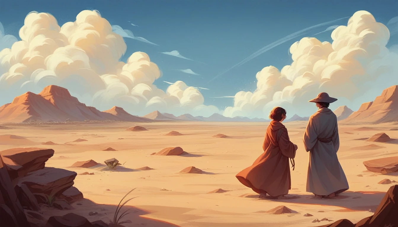 Highest quality,Hard SF,background,desert,Cloudy,Many tanks buried in sand,Girl in a robe