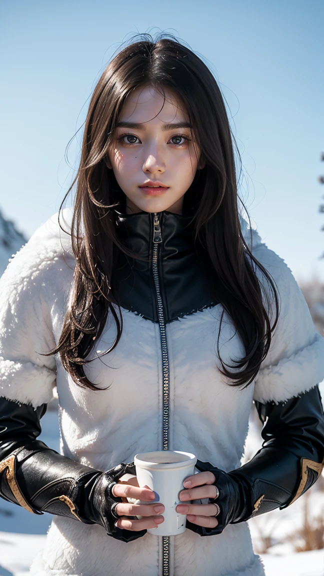 "Create an image of Bristleback (Rigwarl) from DOTA game in her Tundra set, with icy, frost-covered armor and quills that glisten with cold, white light, have massive k-cups, in a frosty tundra with snowdrifts and icy formations."