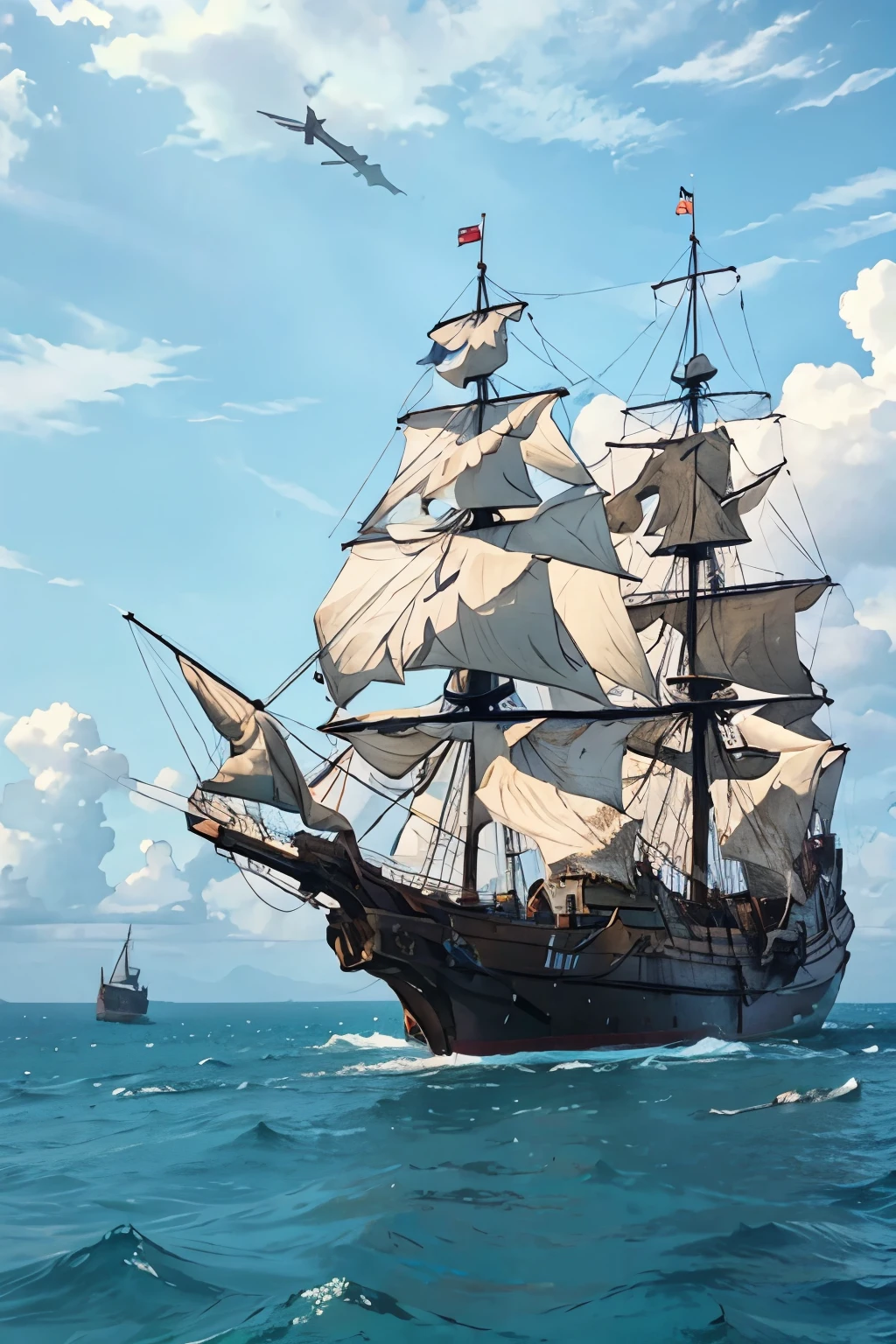 (Two galleons exchange gunfire:1.2)、(explosion:1.2)、(fire:1.2)、Horatio Hornblower、Naval battle with Caribbean pirates、