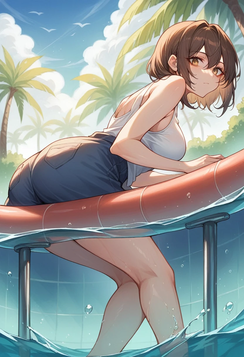 Kyouka Tachibana - Tachibana-san-chi no Dansei Jijou Matome Ban - PonyXL 1milf, mature female, mothely, seductive fat body, brown hair, (low ponytail:1.2), Woman in cypress tub, Open mouth, Boldly open your legs, Lying face down in the bathtub, buttocks visible, detailed female body, High quality