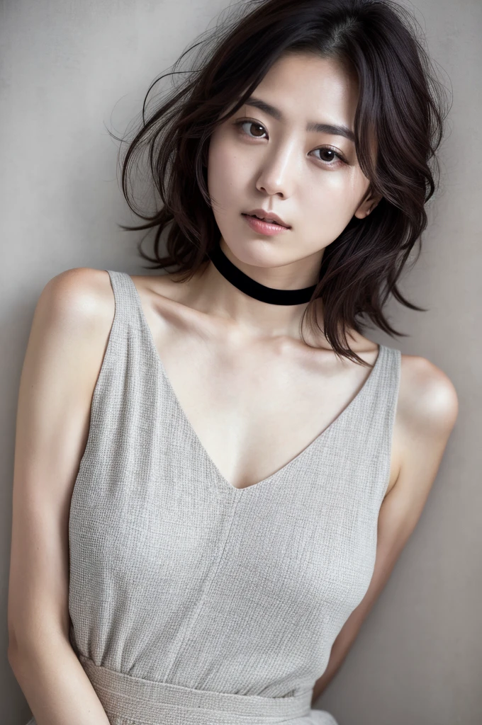You are a professional photographer。Highest quality, masterpiece, Ultra-high resolution, (Realistic), Spread your legs、RAW Photos, Japanese Idols、Bob Hair、Whole Body Ezbian、choker、Highly detailed face and skin texture, Delicate eyes, double eyelid、Cool Beauty