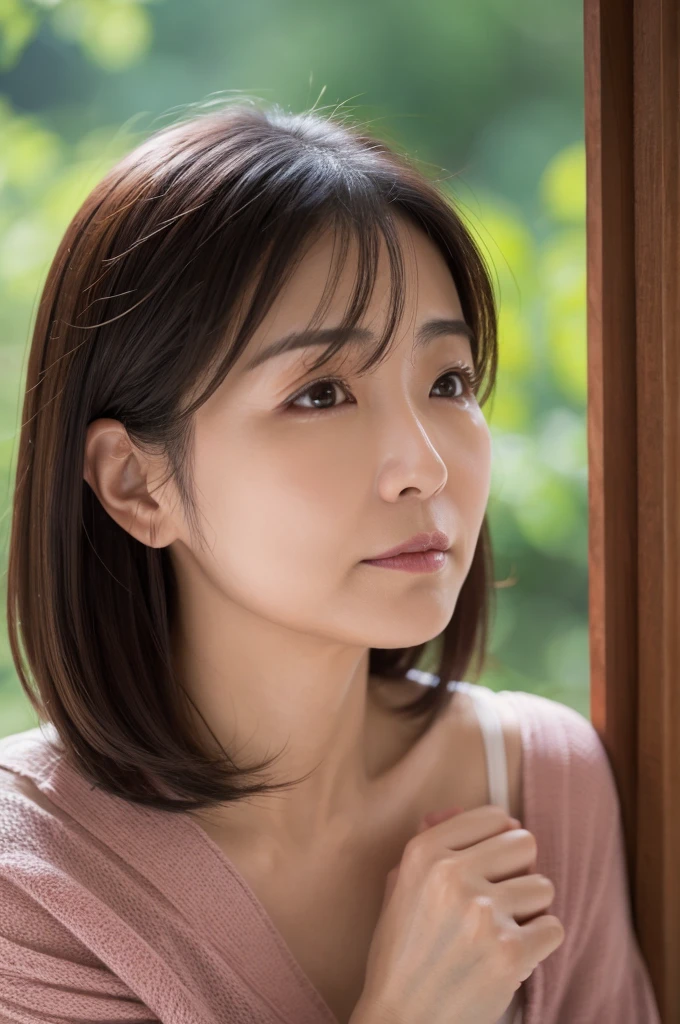 beautiful 38Year woman High resolution beautiful sexy 40Year Adult nature front Japanese wife Facial wrinkles Long distance photography