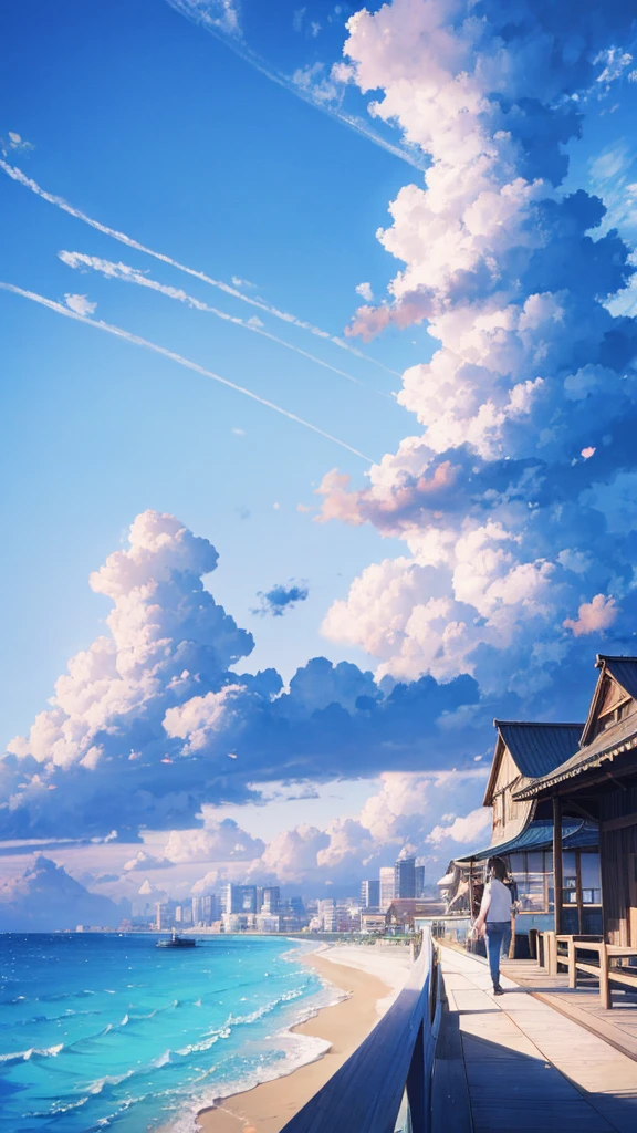 (Highest quality：1.4)，（Best results：1.4），（Ultra-clear image quality：1.4），（Ultra-sharp details：1.2）,Skyline，blue sky，cloud，Beautiful sky、Shining sun