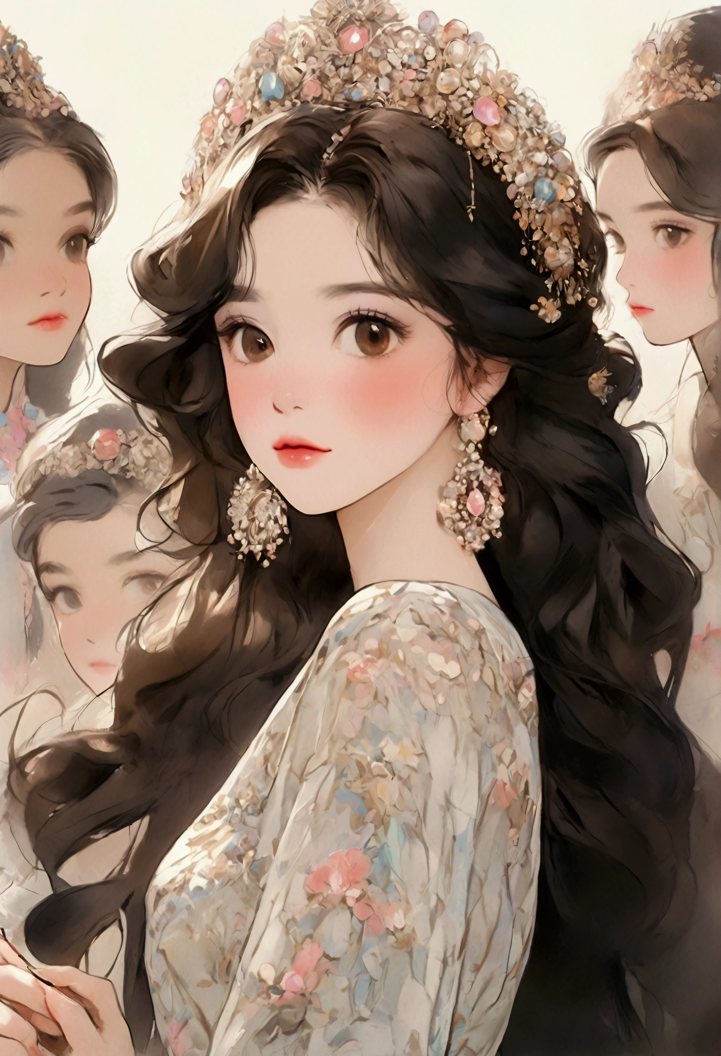photoPractical, Lip Gloss, , Practical, best quality, Ultra-high resolution, depth, Pastel colors, Natural shade, Focus on the face, Face only, Looking at the audience, Long hair, Hair accessories, Black Hair, Brown, detailed eyes, skirt