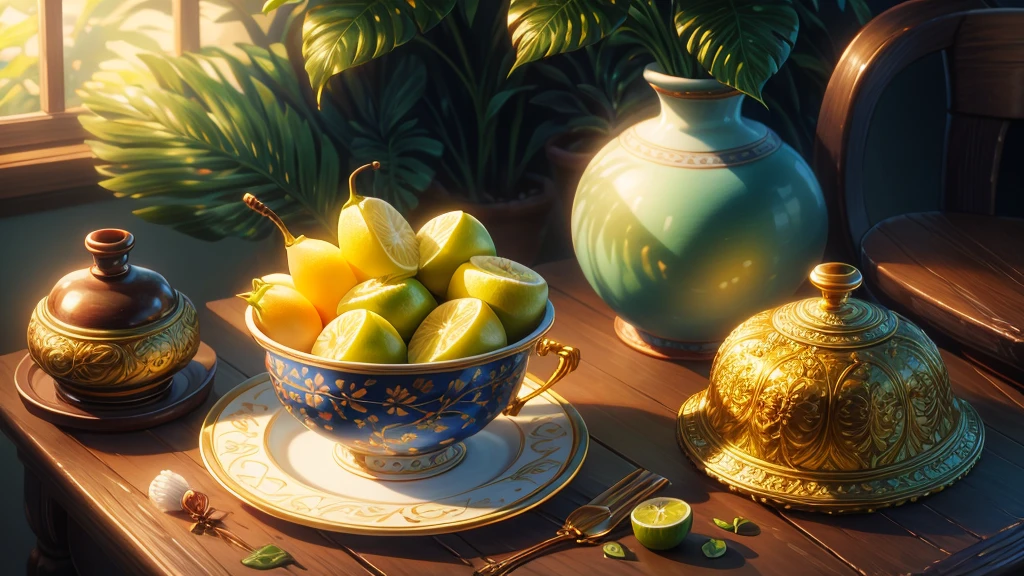 a highly detailed botanical illustration of a mango, intricate calligraphy, exquisite rendering of each plant and fruit, top-down perspective, centered composition, no human presence, masterpiece, (best quality,4k,8k,highres,masterpiece:1.2),ultra-detailed,(realistic,photorealistic,photo-realistic:1.37),fine art, botanical, calligraphy, mango, detailed illustration, centered composition, natural lighting