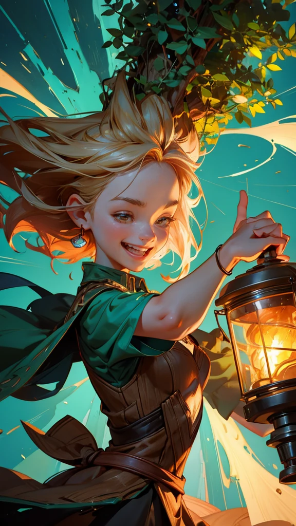 3D illustration of Groot breaking the word "databasezas not kat FU". The beautiful girl character is laughing and holding up his hand with palm facing forward, and in front he has broken wooden slats that spell out words like 'announcment'. There's an old radio on one side and a microphone hanging from above. In the background there is greenery and wood tones. In the style of Pixar.