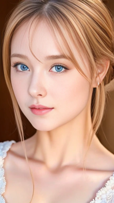 High resolution, 1 girl, beautiful, Baby Face, 30 years old, White skin, nude, beautiful胸, beautiful膣, Bedroom, Golden Hair, blue eyes, Glossy Lips, Girly feminine pose, Chubby girl, whole body, Big breasted:1.1)), ((Adorable:1.1)), ((masterpiece:1.1))