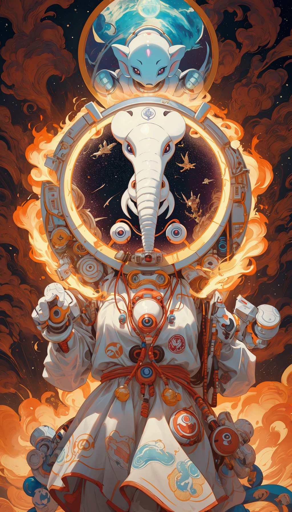 a close up of a beautiful girl cartoon alien with a fire ring around it, 🐋 as 🐘 as 🤖 as 👽 as 🐳, 🚀🌈🤩, official fanart, furaffinity!!!!, official fan art, 🚀🚀🚀, sofubi, this is fine, cute furry needs your help, ufos, safebooru anime image, trending on furaffinity, fan art