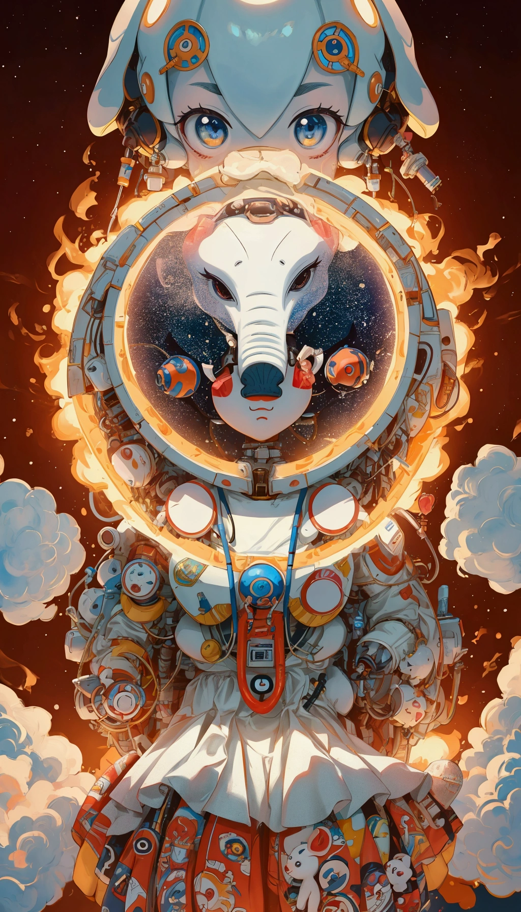 a close up of a beautiful girl cartoon alien with a fire ring around it, 🐋 as 🐘 as 🤖 as 👽 as 🐳, 🚀🌈🤩, official fanart, furaffinity!!!!, official fan art, 🚀🚀🚀, sofubi, this is fine, cute furry needs your help, ufos, safebooru anime image, trending on furaffinity, fan art